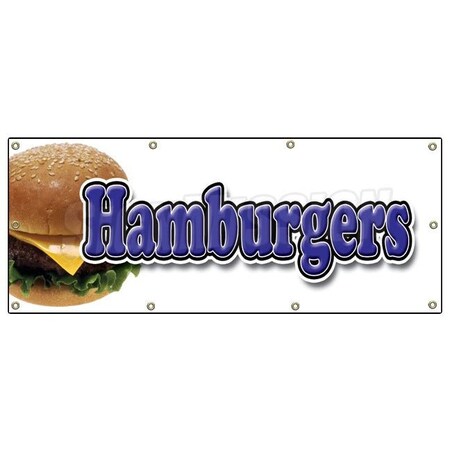 Signmission HAMBURGER BANNER SIGN cheeseburger cart signs burger fries B-96 Hamburgers